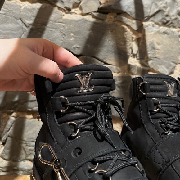 Louis Vuitton 2019 Black Nubuck Monogram Eclipse Chain Hiking Boots - Picture 5 of 12